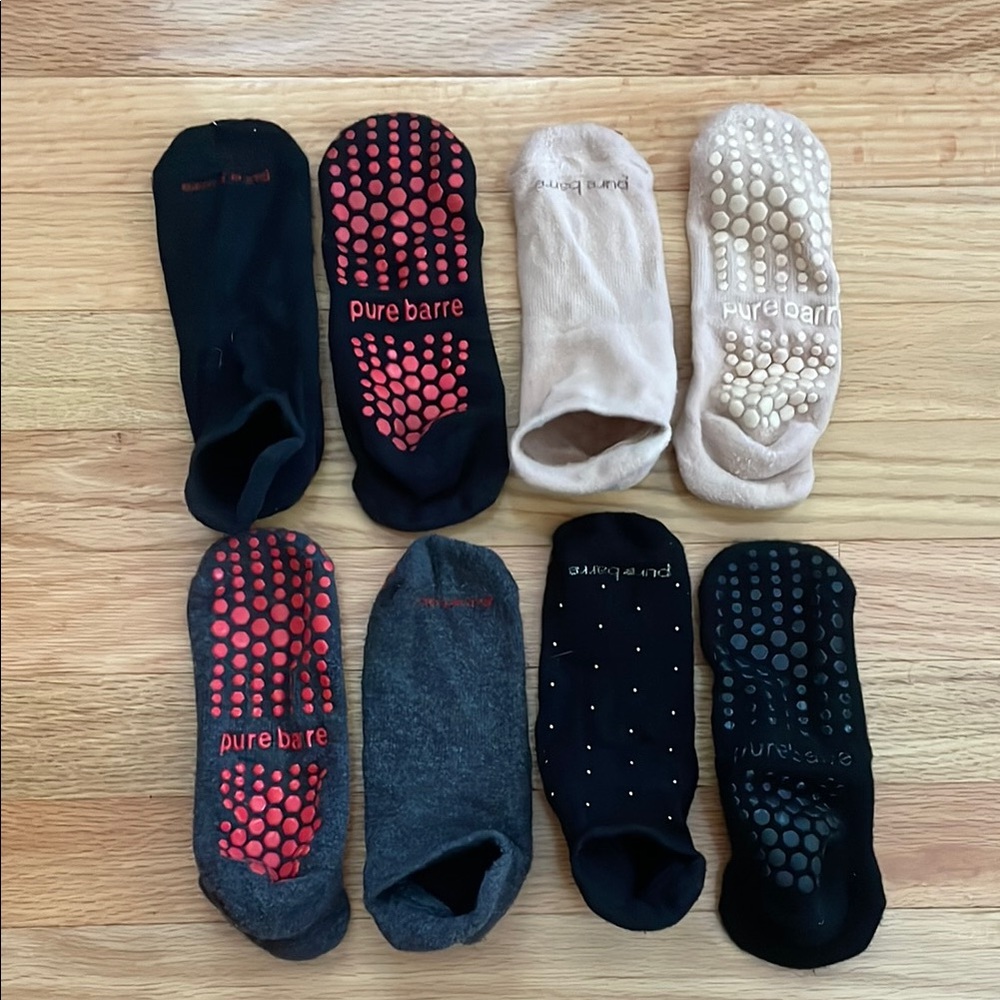 Pure Barre Athletic Grip Socks - Black, Gray, Tan